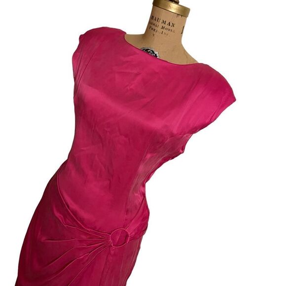 Pink Brushed Silk wrap effect sleeveless dress - Mary Jo Bruno Size 8 - Picture 4 of 15